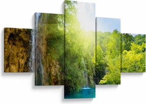 Obraz - wodospady w pralesie (125x70 cm)