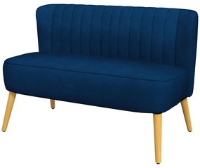 HOMCOM Sofa 2osobowa w wyglądzie lnianym Wymiary 117 dł x 565 szer x 77 wys cm Kolor niebieski | Aosom PL