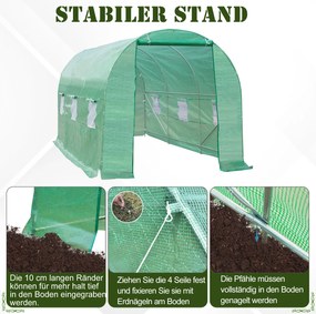 Outsunny Szklarnia foliowa tunel ogrodowy 4 5x2x2m ochrona roślin zielona trwała konstrukcja | Aosom PL