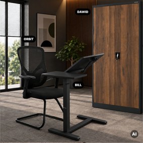 Stolik pod laptopa regulowany, mobilny, wielofunkcyjny, czarny: BILL