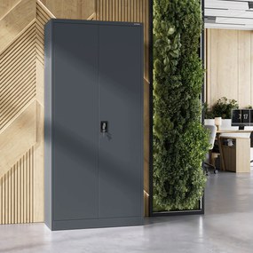 Szafa na dokumenty biurowa metalowa antracytowa: JAN H, 900 x 1950 x 400 mm