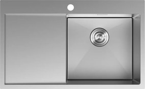 Mexen Exar zlewozmywak stalowy 1-komorowy z ociekaczem, prawy 780 x 480 mm, inox - 6434781010P-01