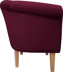 Fotel Milo tkanina Welur wygodny fotel tapicerowany do salonu i sypialni : Kolor nogi - Drewno, Kolor tkaniny - VELVET - MG02, Wysokość nogi - 20 cm