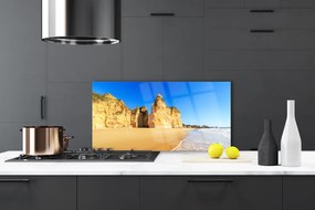 Szkło do Kuchni na Ścianę Błękit Oceanu I Złoty Piasek