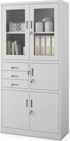 Biurowa szafa aktowa z sejfem Filip 90x40x185 cm szara