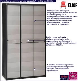 Wielofunkcyjna szafa do ogrodu i piwnicy czarny + szary - Kendall 6X