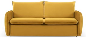 Musztardowa aksamitna rozkładana sofa 194 cm Vienna – Cosmopolitan Design