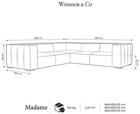 Jasnobrązowy skórzany narożnik (róg zmienny) Madame – Windsor &amp; Co Sofas