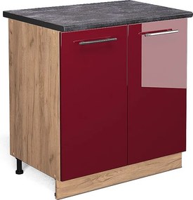 Szafki kuchenne bordowa czerwień wysoki połysk 80x60x82 fame-line