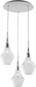 Lampa wisząca Zeus Iron z przezroczystym szkłem Pyrex 3 światła 149 Ø50 BL270-S3-TR