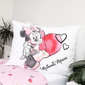 Biała/różowa bawełniana pościel dziecięca jednoosobowa 140x200 cm Minnie "White" – Jerry Fabrics