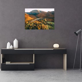 Obraz na szkle mostu w szkockiej dolinie (70x50 cm)