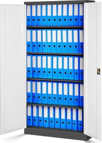 Szafa biurowa na akta wysoka Jan H 90x40x195 cm antracyt/biały