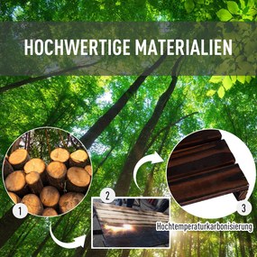 Outsunny Regał na Rośliny Drewniany Czteropoziomowy Kwietnik Karbonizowane Drewno Stojak na Kwiaty do Ogrodu | Aosom PL