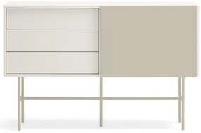 Beżowo-kremowa niska komoda z drzwiami przesuwnymi 140x91 cm Nube – Teulat