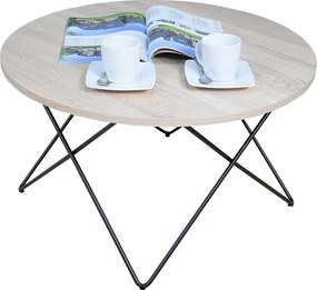 Okrągły stolik kawowy w stylu loft dąb sonoma A4-L04
