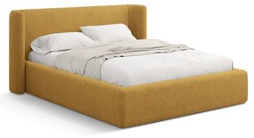 Musztardowe tapicerowane łóżko dwuosobowe ze schowkiem ze stelażem 200x200 cm Jason – Windsor &amp; Co Sofas