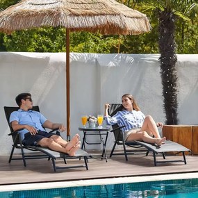 Składany leżak ogrodowy z regulacją oparcia Acapulco 020, czarny