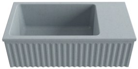 Umywalka betonowa ryflowana nablatowa / wisząca prostokątna 60 x 30 cm WELLE | różne kolory : Kolor - Ciemny szary, Typ montażu - podwieszana