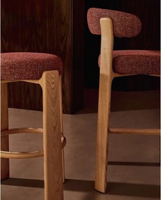 Hoker z litego drewna jesionowego w kolorze terakoty/w ciemnym naturalnym kolorze (wysokość siedziska 75 cm) Granite – Kave Home