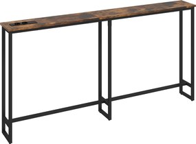 HOMCOM Smukły Stolik Konsola z Ładownicą, Styl Industrialny, Stelaż ze Stali, Brązowy