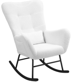 HOMCOM Fotel bujany, puszysta obudowa, poduszka lędźwiowa, antypoślizgowy, do 120 kg, Biały