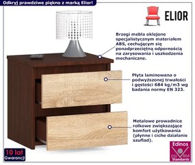 Klasyczna szafka nocna z szufladami wenge + dąb sonoma Z0-E23
