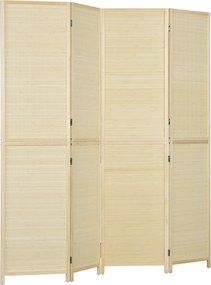HOMCOM Parawan 4-częściowy 180 x 180 cm składany, przegroda z bambusa do salonu, naturalny | Aosom PL