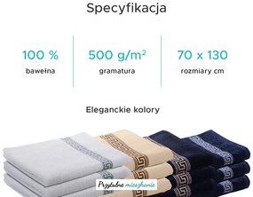 2x ręcznik GREEK 70x130 cm czarny, 100% bawełna