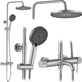 Zestaw natryskowy Rea Lungo Stripe Nikiel Szczotkowany