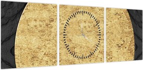 Obraz - Złota struktura N⁰2 (z zegarem) (90x30 cm)