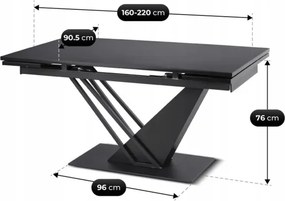 Stół Rozkładany Prostokątny REX 160-220 cm Czarny do Jadalni Loft
