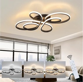 NETTLIFE Czarna lampa sufitowa LED z możliwością ściemniania 80cm salon 78W sypialnia nowoczesna z pilotem idealny design do jadalni biuro kuchnia