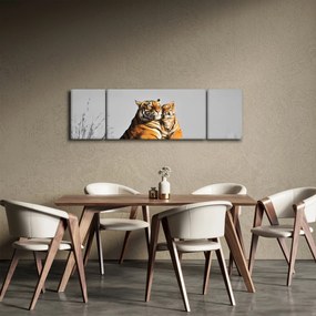 Obraz - Tygrysica i jej młode, wersja czarno - biała (170x50 cm)