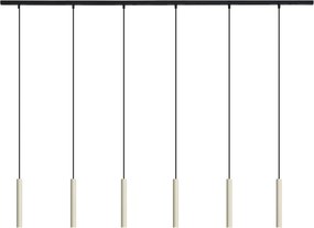 Nowoczesny system oświetlenia szynowego z 6 lampami wiszącymi w kolorze beżowym i czarnym, jednofazowy - Slimline Keno