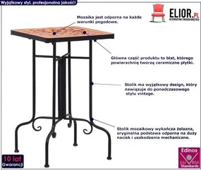 Terakotowo-czarny stolik mozaikowy Blubell