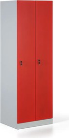 Metalowa szafka ubraniowa S1, 2-drzwiowa, 1800 x 600 x 500 mm, demontaż, zamek cylindryczny, drzwi czerwone