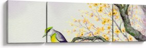 Obraz - Akwarelowy ptaszek na drzewie (170x50 cm)