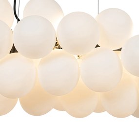 Lampa wisząca czarna z opalowym szkłem 8-światłowa owalna - UvasDesignerski Oswietlenie wewnetrzne
