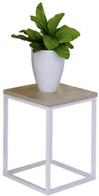 Minimalistyczny kwietnik biały + dąb sonoma T2-H75