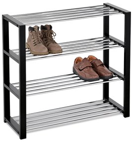 Półka na buty 4 piętra czarny, 80 x 30 x 73 cm, 4 piętra