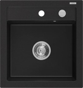 Mexen Vito zlewozmywak granitowy 1-komorowy 520 x 490 mm, czarny, syfon chrom - 6503521000-77