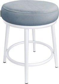 Taboret Ben tkanina Welur stelaż metalowy STOŁEK LOFT : Kolor Stelaża - Biały, Kolor tkaniny - VELVET - BL06, Typ tkaniny - Velvet