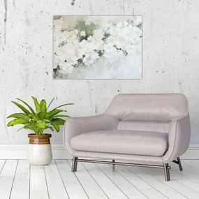 Obraz na szkle - Abstrakcja białych kwiatów (70x50 cm)