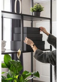 Ciemnoszare kartonowe pojemniki dekoracyjne z pokrywką zestaw 3 szt. 42,5x29,5x13 cm Kian Paper Laminate – Bigso