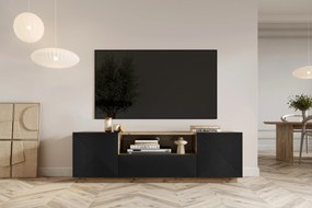 Szafka RTV Asha 167 cm z szufladą i wnęką - artisan / czarny mat