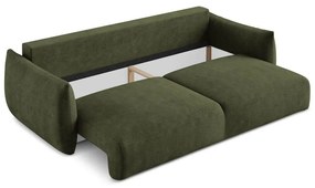 Zielona rozkładana sofa z tkaniny szenilowej 230 cm Leila – Makamii