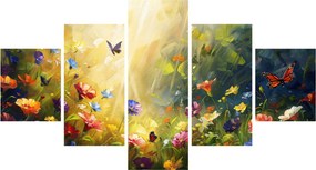 Obraz - Wiosenna łąka kwiatowa, malarstwo (125x70 cm)