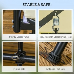 Outsunny Huśtawka ogrodowa z funkcją leżanki, 3-osobowa, Metal+Poliester, 200 x 125 x 170 cm, Biała