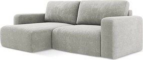 Narożnik lewostronny z funkcją spania - z tkaniny szenilowej - jasny szary - KONA